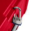 Sterilite Wheeled Footlocker, Plastic Utility Lockable Storage Container, Red