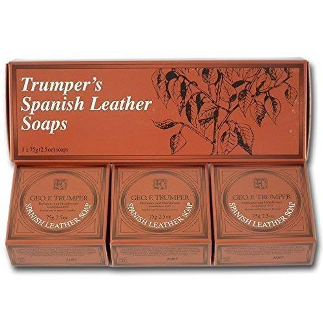 Geo F. Trumper Spanish Leather Soaps, Box of Three 2.5oz Soaps