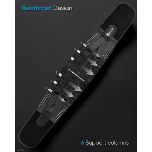 SNUGL Lumbar Support Belt for Men & Women | Lower Back Brace for Sciatica, Bulging Discs & Posture Correction | Pain Relief & Posture Support (Black, M)