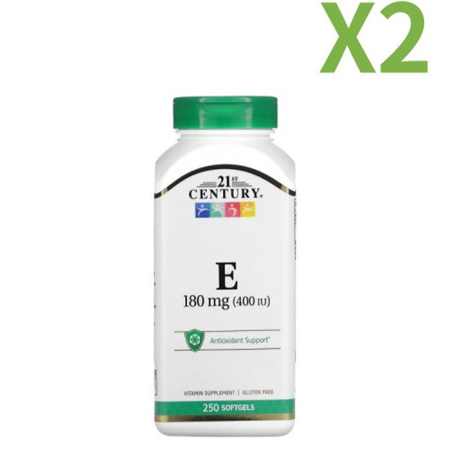 8 Months' Supply 21st Century Vitamin E 180mg (400IU) Softgels 250 Tablets X2