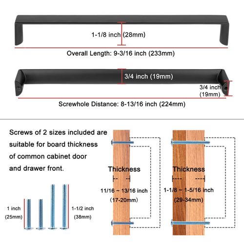 KOOFIZO Wide Cabinet Handle - Brushed Nickel Furniture Pull, 8-4/5 Inch Screw Spacing, 1-Piece for Kitchen Cupboard Door, Bedroom Dresser Drawer, Bathroom Wardrobe Hardware