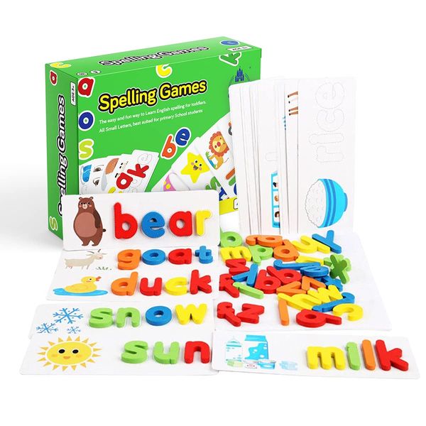 TOY CASTLE Spelling Games for Kids, Spelling Toys & Sets, Phonics Flash Cards, Match and Spell Next Steps, Montessori Toys Birthday Gifts for Him, Kids Toys