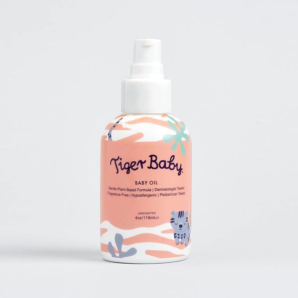 Tiger Baby Oil, Plant-Based Natural and Organic Baby Massage Oil to Moisturize and Nurture Sensitive and Dry Skin, 4 Ounces