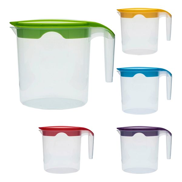 1 Liter Plastic Jug with Lid for Water Fruit Juices Milk Fridge Door Stoarge Jug (Green, 1)