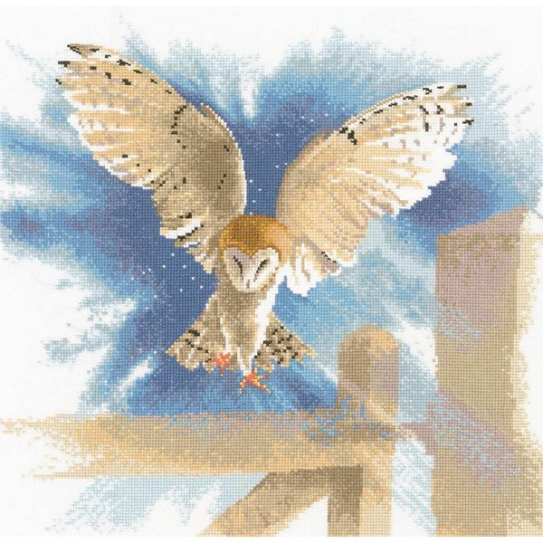 Heritage FFOF483-E Counted Cross Stitch Kit Owl in Flight (L) 34x34cm