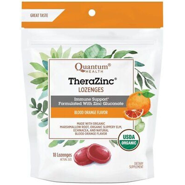 Quantum Health Cough Relief TheraZinc Lozenges Blood Orange 18 count Lozenge