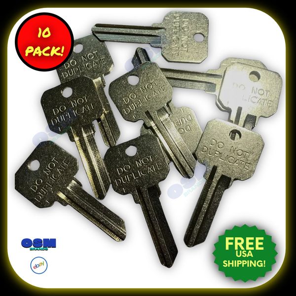 10 Uncut Kwikset, Atlas, Dexter KW1 Brass "Do Not Duplicate" Key blanks DND