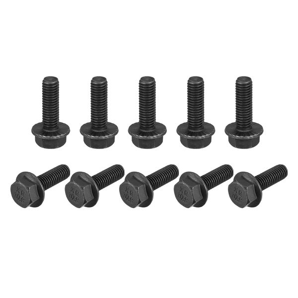 sourcing map M8x25mm Hex Serrated Flange Bolts 10.9 Grade Carbon Steel Screws 10pcs