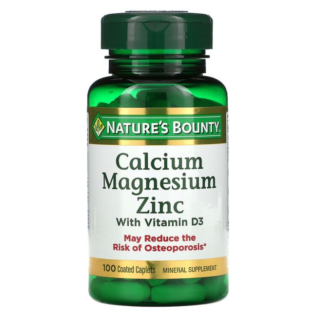 Calcium Magnesium Zinc + Vitamin D-3 - 100 Caplets, Bone Muscle Immune Support