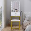 Vanity Set Makeup Desk Stool Dressing Table with Drawer 10 LED Lighted Mirror