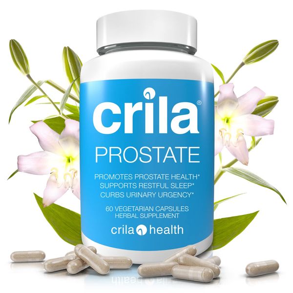 CRILA Prostate Supplements for Men - 60 Ct. I Natural Formula for Fewer Bathroom Trips* & Improved Sleep*, Patented Prostate Support with NO Saw Palmetto Extract & NO Side Effects*