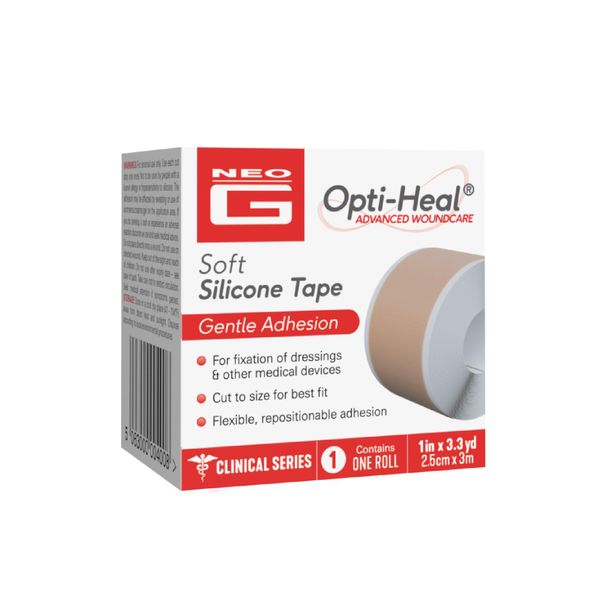 Opti-Heal Soft Silicone Medical Tape for Sensitive Skin – Surgical Tape for Dressings and Other Medical Devices – 2.5cm x 3m - 1 roll