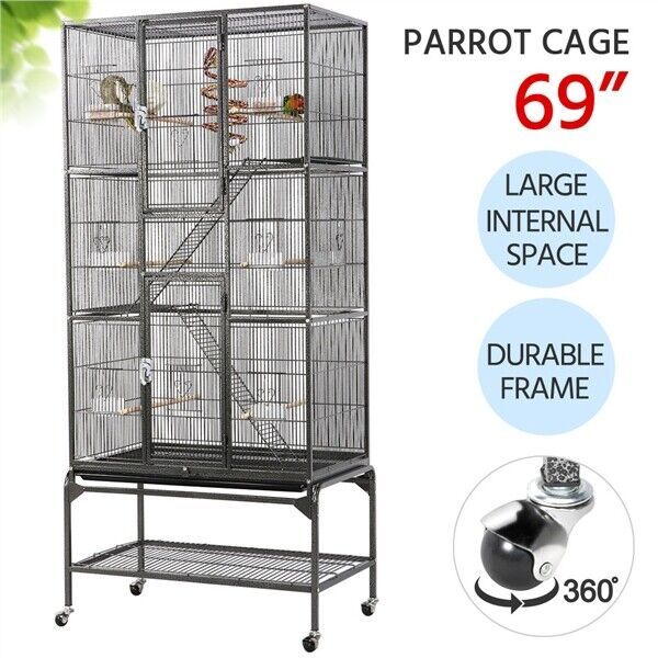 69'' Extra Large Small Animal Cage for Ferret Chinchilla Sugar Glider w/ 3-Level