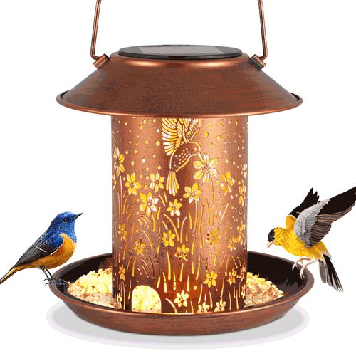 Bird Feeders for Outdoors Hummingbird Solar Lanterns Outdoor Waterproof Hanging Garden Decor Gifts for Women Mom Grandma Metal Solar Decoration Outside for Yard, Patio, Lawn, Pathway, Landscape