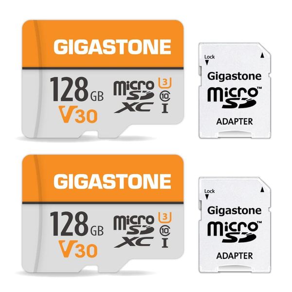 Gigastone 128GB 2-Pack Micro SD Card, 4K Video Pro, GoPro, Surveillance, Security Camera, Action Camera, Drone, 95MB/s MicroSDXC Memory Card UHS-I V30 Class 10