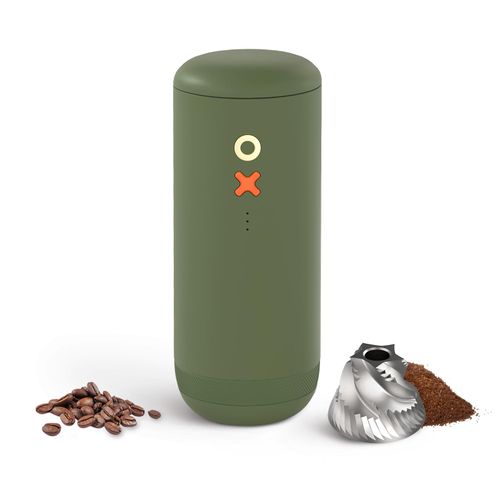 Nuttii Burr Coffee Grinder – Electric, Portable, Small, Quiet Adjustable Mini Conical Burr Coffee Bean Mill, 20 Grind Settings for Espresso, Pour-Over, French Press Moka A TIMEMORE Brand (Olive Green)