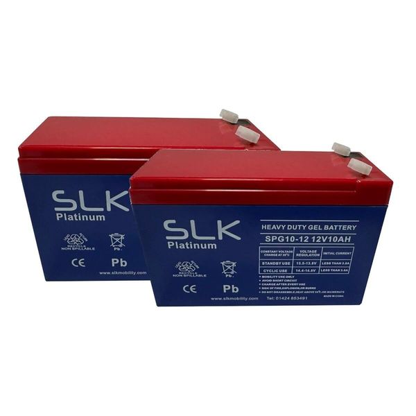 SLK Platinum Mobility Scooter GEL Battery Pair of 2 x 12v 10ah Reliable And long Lasting Replacement Batteries For Electric Scooters And Wheelchairs