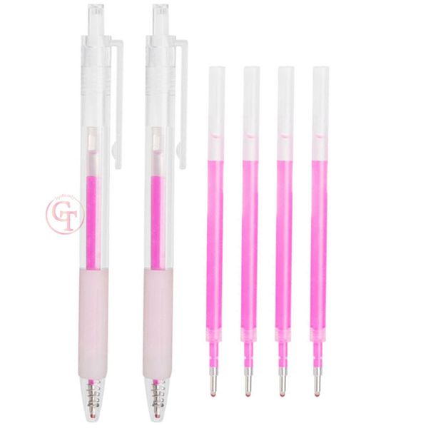 Pink Eyebrow Press in core Microblading Marker Pens, TgoBeauty 2pcs Skin Marker Pen Eyebrow Makeup Position Mapping Mark Tools Eyebrow Mapping Pen Stencil with 4 replacement refills (Pink)