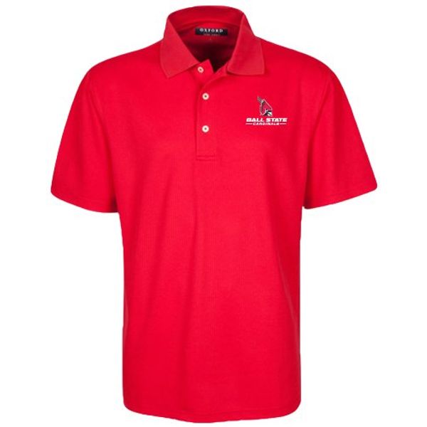 Oxford NCAA Ball State Cardinals Men's Micro-Check Golf Polo, Cardinal, Small