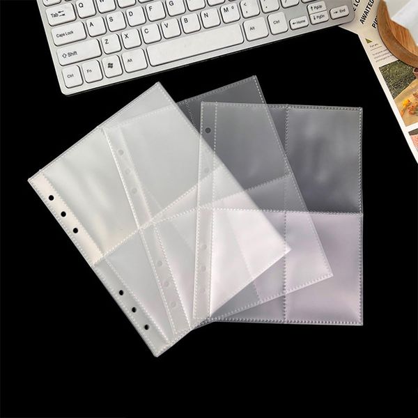 SANJAOYEE Trading Card File, Card File, 4 Pockets, A5, 6 Holes, 30 Pieces, Business Cards, Bank Cards, Bromide, Clear File Storage Holder, Replaceable Pocket File, Full Transparent