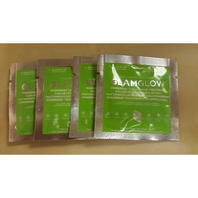 Glamglow Green Powermud Dualcleanse Treatment 4pc 4 Packets Size .1 Oz / 3 G