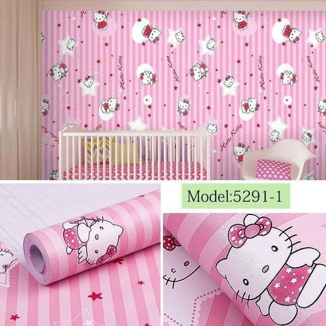 Wallpaper Hello Kitty on White Background Licensed by Sanrio