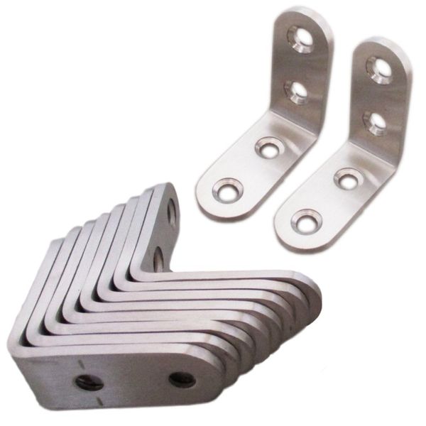 (Nanairokan) Stainless Steel L-Shaped Angle Bracket with Dedicated Screws Corner Brace Thickness 0.1 inch (3 mm) Reinforced Joint Alloy Tool (1.6 x 1.6 x 0.6 inches (40 x 40 x 16 mm)