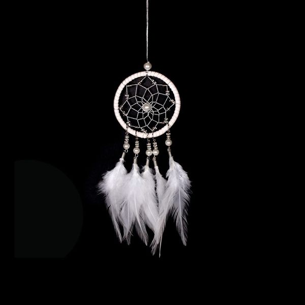 YUEXINYAN Dream Catcher Feather Dreamcatcher Hand Woven Wall Decoration for Home Decoration and Car Mirror Decoration (white)