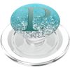 Teal Gray Initial Letter P On Silver Light Blue PopSockets PopGrip for MagSafe
