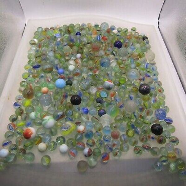 Vintage Glass Marbles 2.5kg HUGE Job Lot Many Variations 414 marbles !!!