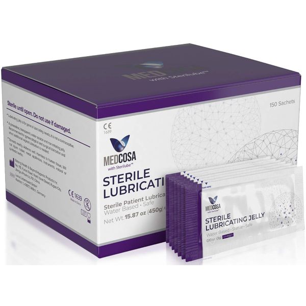 Medcosa Sterile Lubrication Packets | Small Lube Packs | Personal Lubricants | Water Based Lubricating Jelly [150 x 0.1 Fl Oz] Lube Packs