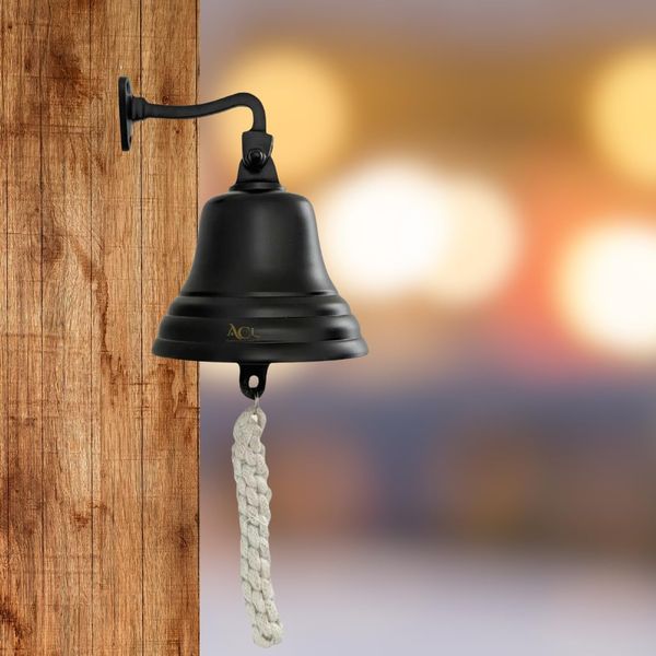 ACL Bar Accessories for Home Pub Hand Bell – Wall Mounted Bar Bell Nautical Decorations – Unique Black Bell with Loud Sound Ideal for Christmas, Reception, Pub