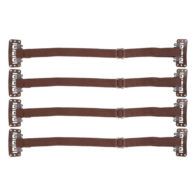 4Pcs Facelift Bands with Clips, Adjustable Elastic Instant Face Lift Band, Invisible Hairpin Face Stretching Lifting Strap, Face Slimming Band, Wrinkles Remove Belt for Face Shaping(Brown)