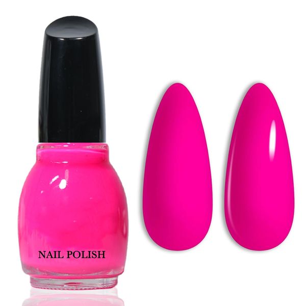 COSMOO 15ml Hot Pink Quick Dry Nail Polish, Neon Pink Vegan Chip-Resistant Long-Lasting Nail Lacquer for Nail Art Varnish, 0.45 fl oz