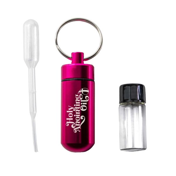 Anointing Oil Bottle Accessory Kit Pink Keychain Container Plastic Eyedropper...