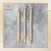 Parker IM Ballpoint Pen | Premium Warm Silver | Medium Point Blue Ink | Gift Box