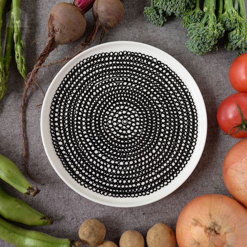 マリメッコ marimekko プレート 20ｃm Siirtolapuutarha シイルトラプータルハ ドット柄×ブラック×ホワイト 食器 皿 063303 199 [並行輸入品]