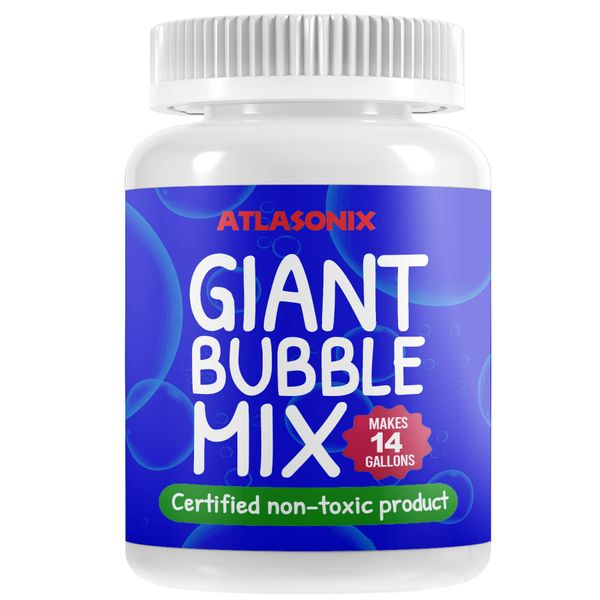 Atlasonix Giant Bubble Solution 14 Gallons - Bubble Refill, Giant Bubble Mix for Big Bubble Solution Refill for Kids, All Natural Bubble Concentrate Bottle for Bubble Machine