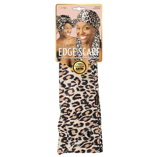 DONNA Soft Silky Edge Scarf, 60" Extra Long Multible Use Headband LEOPARD Color
