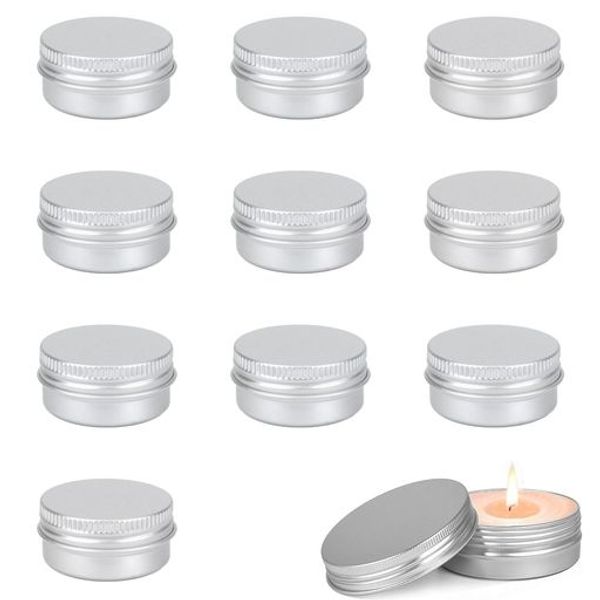 COOLLOODA Aluminum Can Cream Case for Portions (10ML x 10 Set) Portions Container Refillable Container Cream Container Aluminum Case Cosmetics Cream Lip Container Small Item Storage Box Nail Parts Storage Box Beads Case Portions Case Portable Storage 