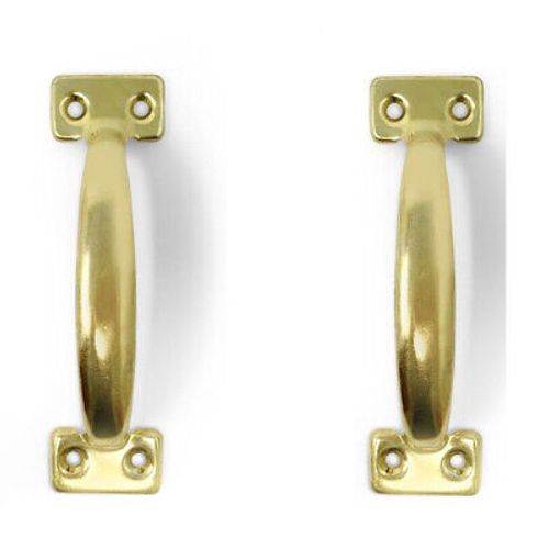 Garage Door Lift Handle Closed Brass Plated Finish 5 3/4" Long (2pcs)