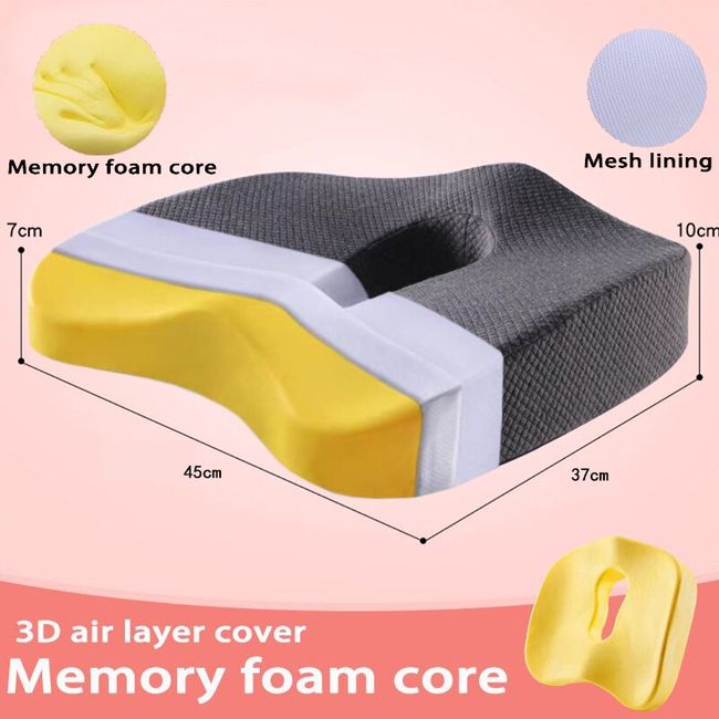 Memory Foam Lumbar Cushion Orthopedic Seat Office Chair Support Waist Back  Sets Car Home Relaxing Hips Massager Sitting Tool