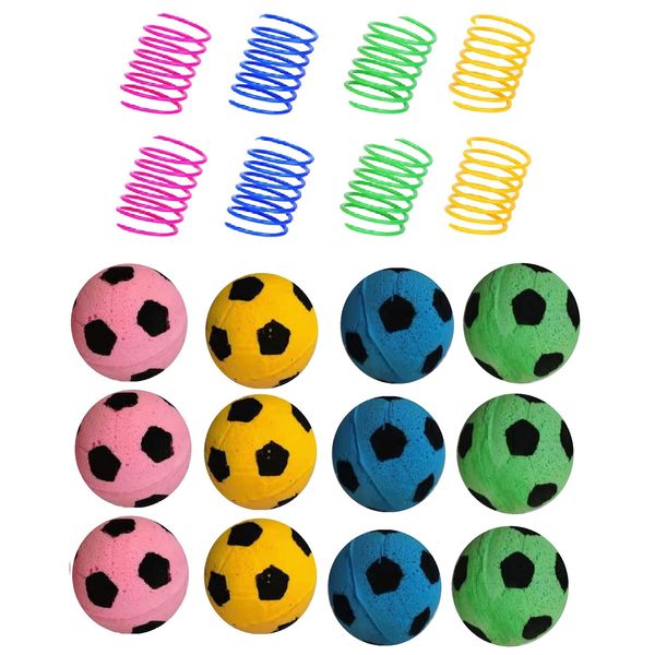 GINFH Cat Foam Ball Cat Sponge Ball Toy Cat Soccer Ball Toy (Balls&Spring smixing)