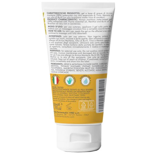 DuLàc, Arnica Gel 98% with Buriti Oil, Thyme and Menthol, Suitable for Massage of Skin, Muscles and Joints, Dermatologically Tested, Nickel Tested, Made in Italy, 50 ml