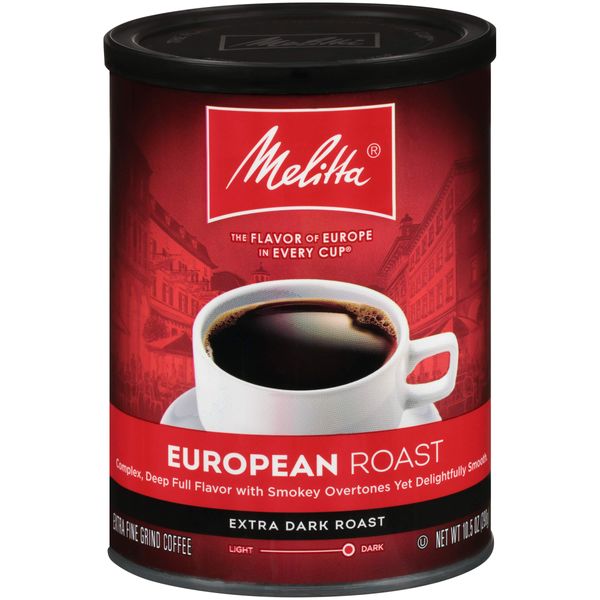 Melitta European Roast Coffee, Extra Dark Roast, Extra Fine Grind, 10.5 Ounce Can (Pack of 4)