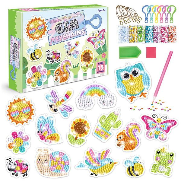 TOYESS Big Gem Animal Diamond Painting Kits for Kids, 5D Diamond Art for Kids Make Your Own GEM Keychains, Arts and Crafts for Kids Ages 6 7 8 9 10 11 12 Years Old