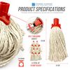 Mop Heads Replacement, Colour Coded Self Threading Socket Cotton Mop Head No.12 PY (Red, Pack of 10 Mop Heads)