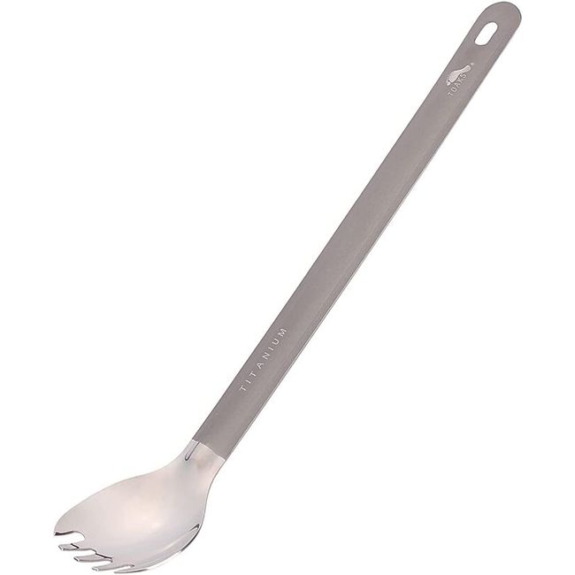 TOAKS Titanium Long Spoon or Spork with Polished Bowl Ultralight Spork Outdoor Camping Cutlery (SLV-14)