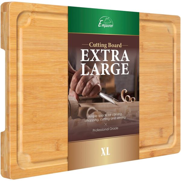 Extra Large Cutting Board, 17.6" Bamboo Cutting Boards for Kitchen with Juice...