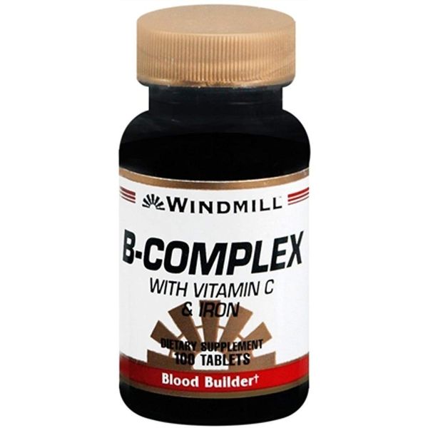 Windmill B-Complex Tablets with Vitamin C and Iron 100 Tablets (Pack of 4)